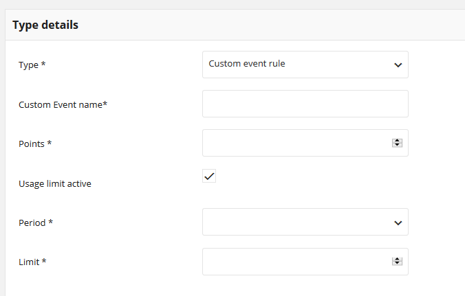 Custom event rule