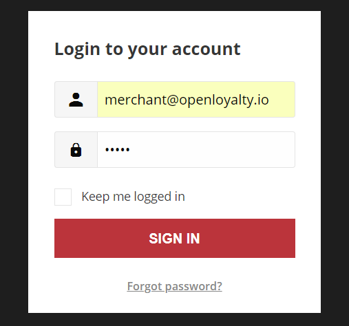 Sign In to POS Merchant Account