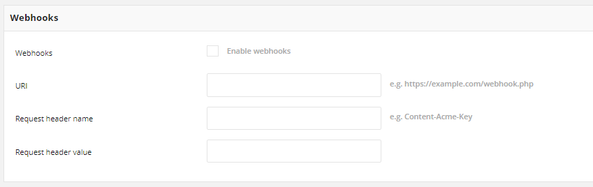 Webhooks Enable Option